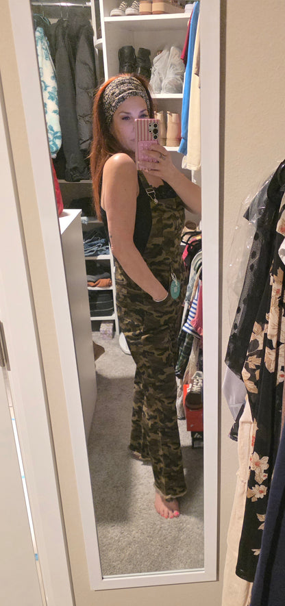 Dahlia Denim Overalls- Camo