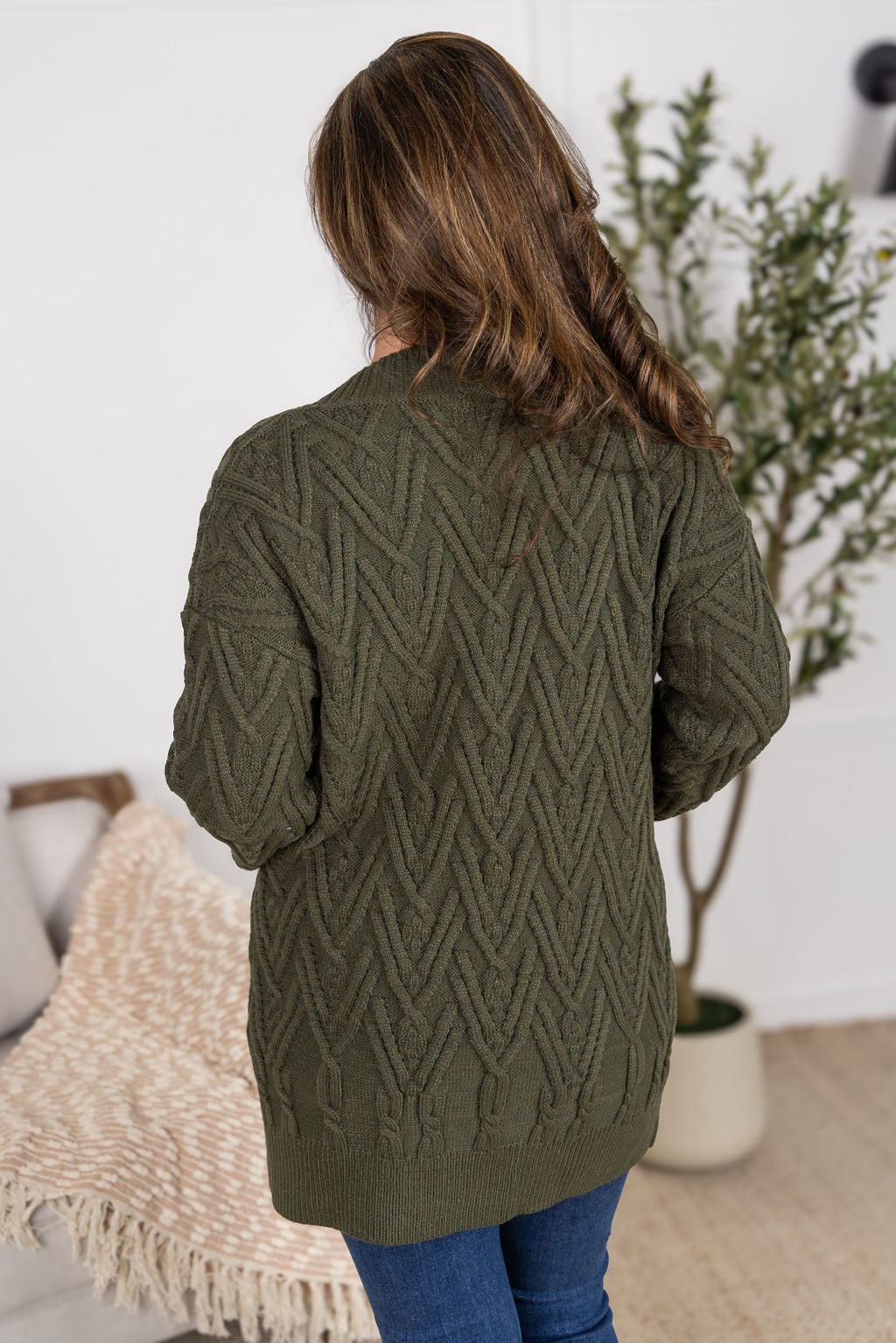 Brooks Button Cardigan- Olive