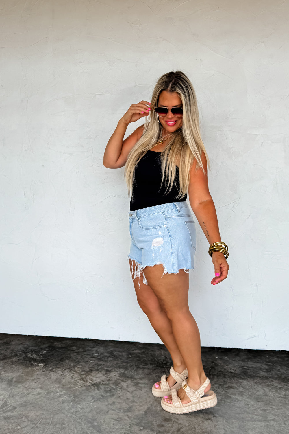 Sun-kissed Cut Off Denim Shorts
