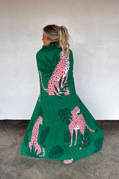 Green Cheetah Cloud Blanket