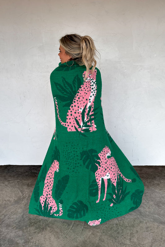 Green Cheetah Cloud Blanket