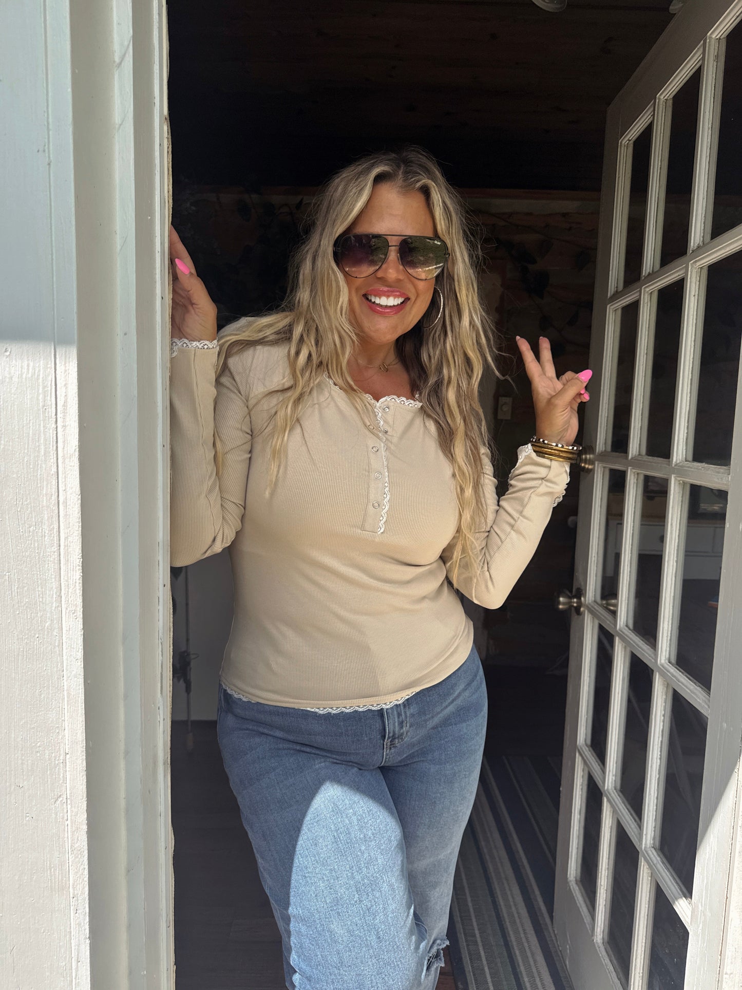 Rosie Lace Henley Top