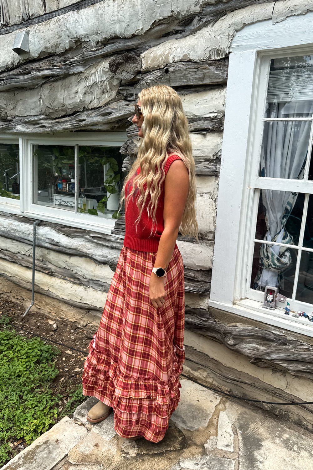 Wander West Maxi Skirt Plaid