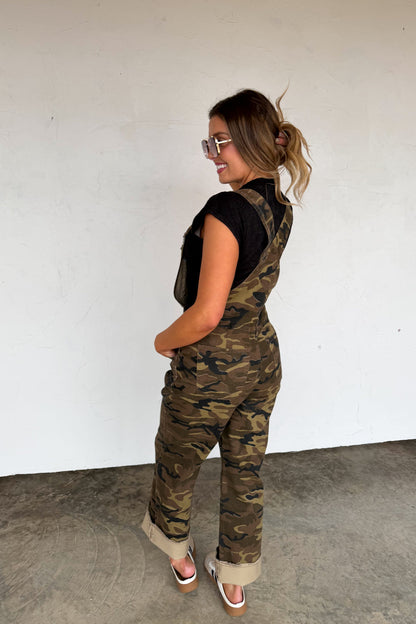 Dahlia Denim Overalls- Camo