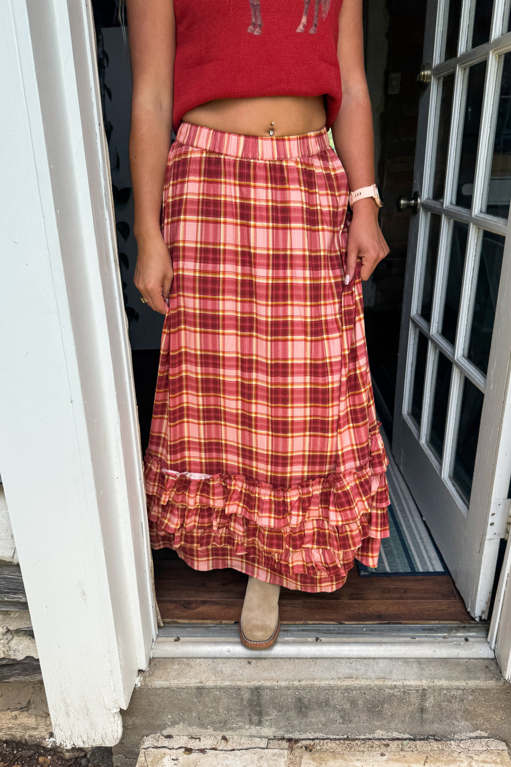 Wander West Maxi Skirt Plaid
