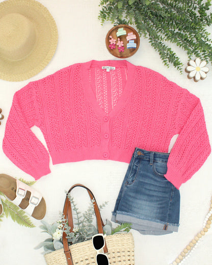 Callie Cropped Cardigan- Pink