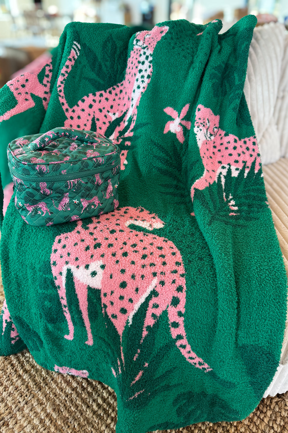 Green Cheetah Cloud Blanket