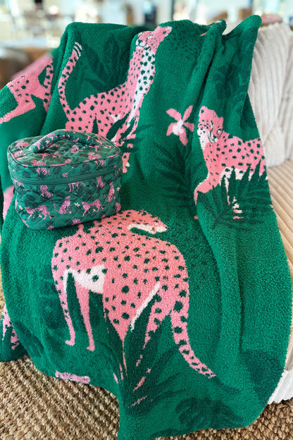 Green Cheetah Cloud Blanket