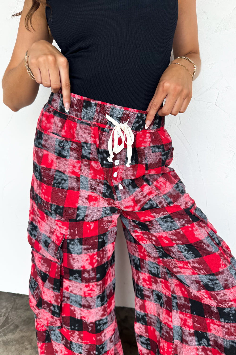 Plaid Behavior Wide Leg Cargo Pant