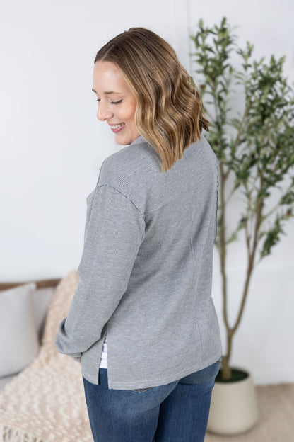 MM Waffle Knit Shacket- Grey