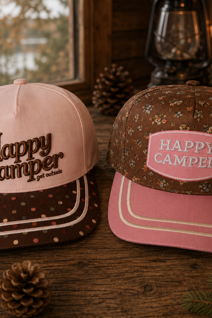 Happy Camper Embroidered Trucker Hat
