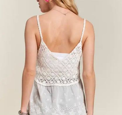 Rosalie Crochet Tank- Beige or White