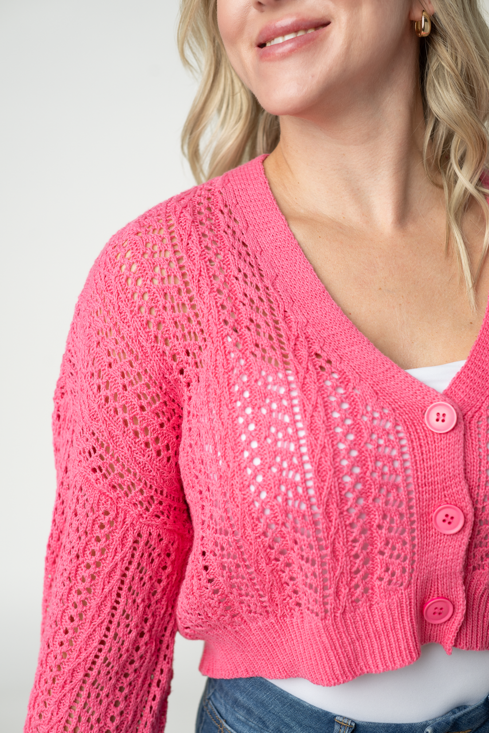 Callie Cropped Cardigan- Pink