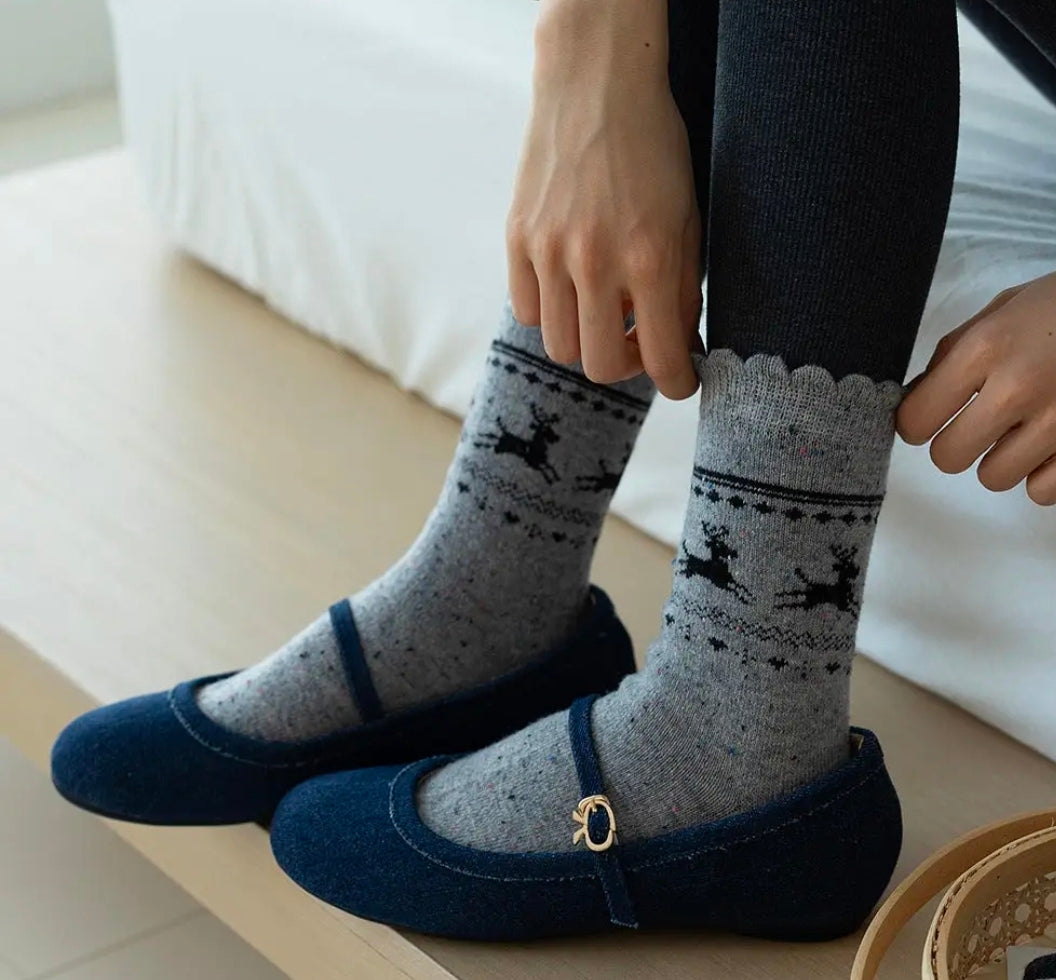 Reindeer Patterned Cozy Socks