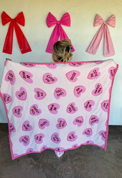 Pink Hearts Cloud Blanket