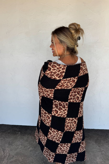 Checkered Cheetah Cloud Blanket