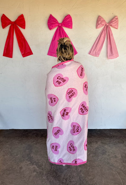 Pink Hearts Cloud Blanket