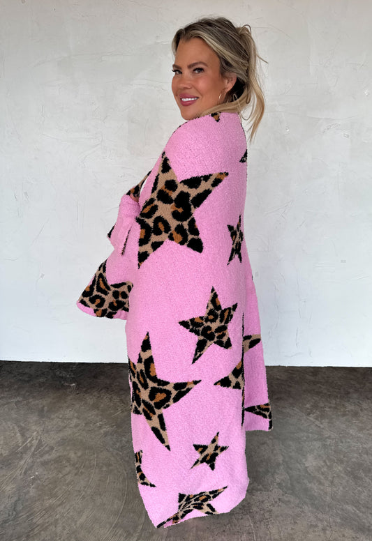Pink Stary Cheetah Cloud Blanket