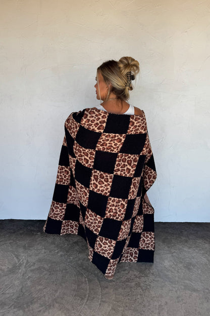 Checkered Cheetah Cloud Blanket