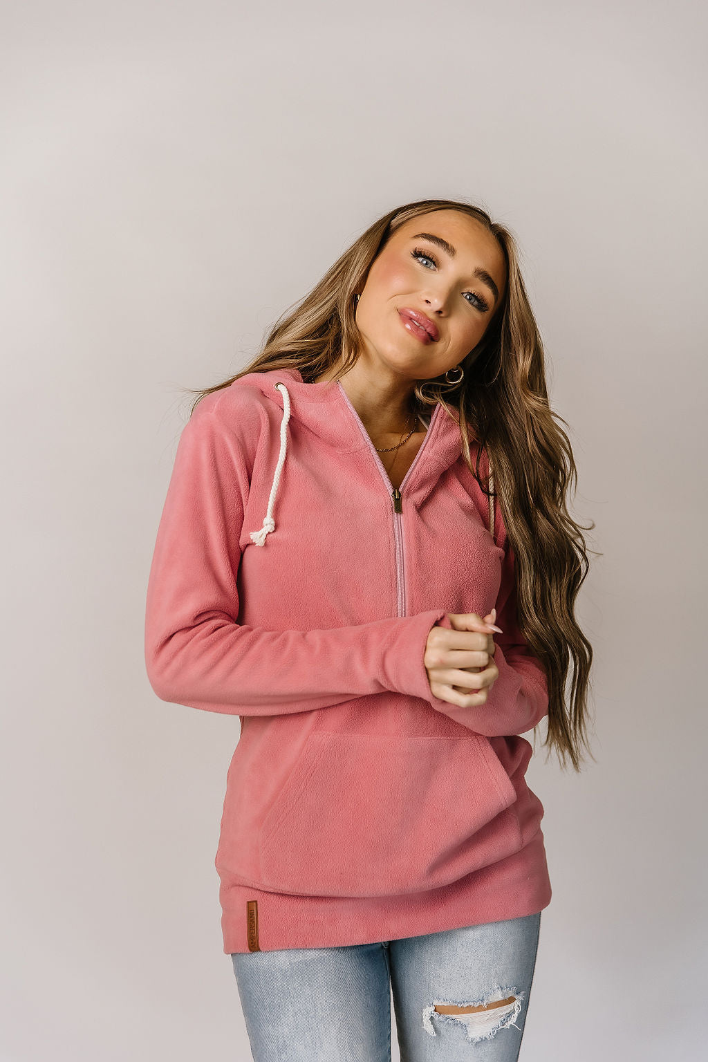 Ampersand Cozy Cutie - Halfzip Hooded Sweatshirt - Bubble Gum