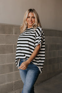 Ampersand Boyfriend Tee- Seeing Stripes