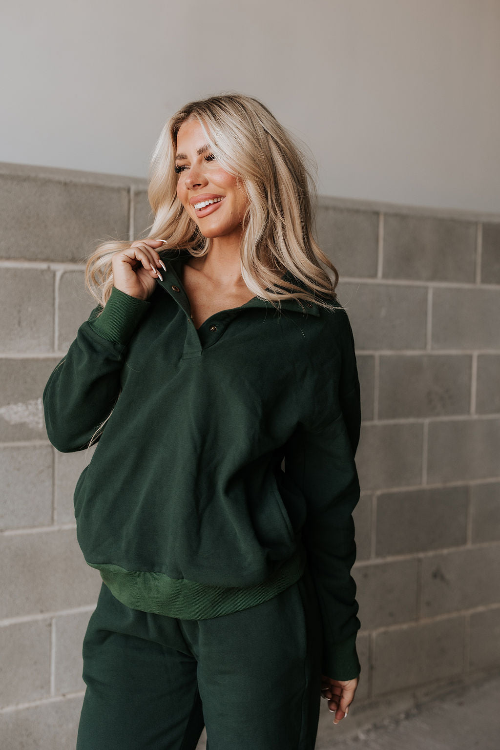 Ampersand Never Better Snap Top- Evergreen