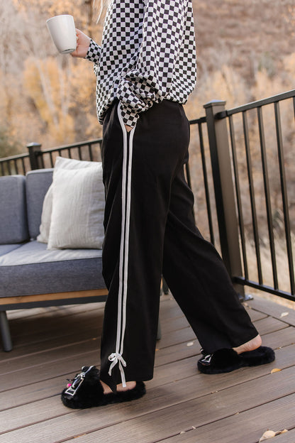 Ampersand Wide Leg Bow Pants Black