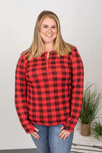 Harper Henley Top- Buffalo Plaid