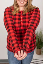 Harper Henley Top- Buffalo Plaid