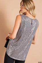 Load image into Gallery viewer, Holiday Sequin Sleeveless Top - Silver