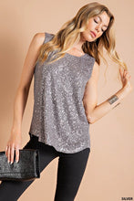 Load image into Gallery viewer, Holiday Sequin Sleeveless Top - Silver