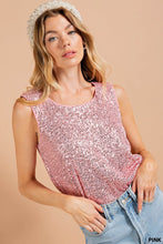 Load image into Gallery viewer, Holiday Sequin Sleeveless Top - Pink