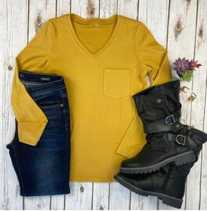 Hadley Long Sleeve Top - Mustard