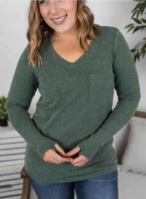 Hadley Long Sleeve Top - Washed Green