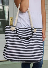 Load image into Gallery viewer, Black Stripes Beach Bag