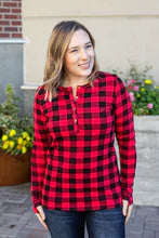 Harper Henley Top- Buffalo Plaid