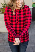 Harper Henley Top- Buffalo Plaid