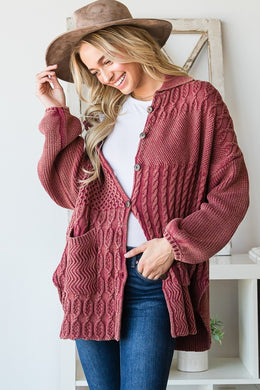 Boyfriend Vintage Wash Cardigan - Grey or Red Clay